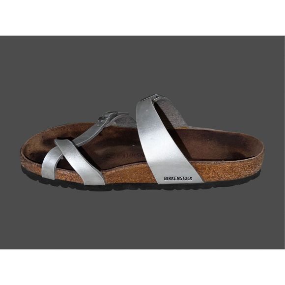 Birkenstock Mayari Birko-Flor Sandal (Women) Silver Size 41  US 10 10.5 - Picture 4 of 6